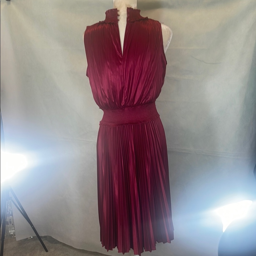 Nanette Lepore Red Pleated Ruched Sheath Dress - Picture 3 of 13